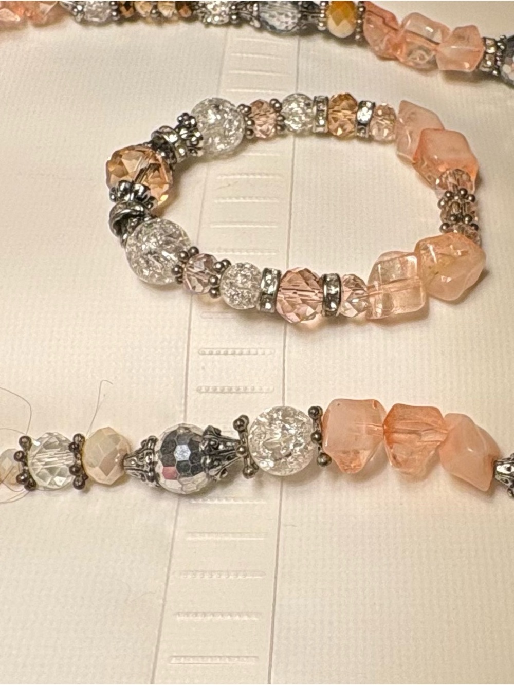 Elegant Peach Crystal Stretch Bracelet - Women Jewelry